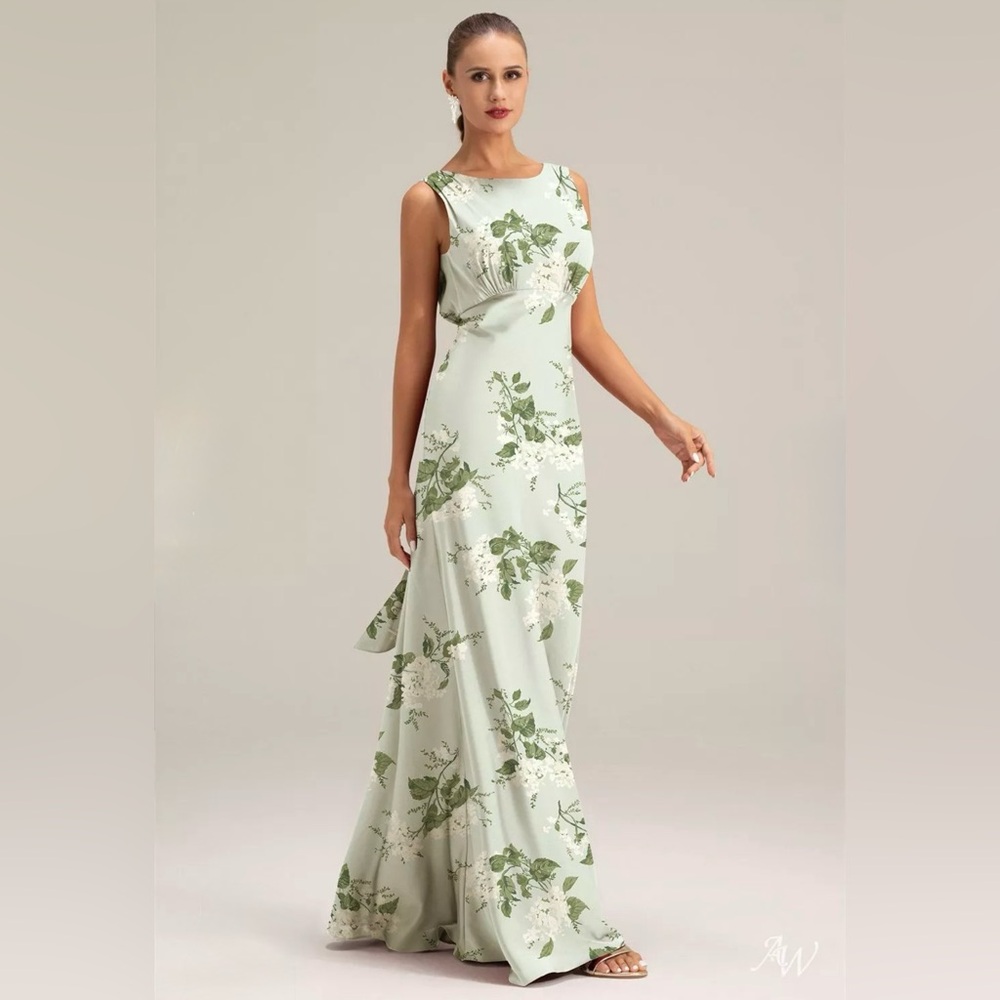 NWOT AW BRIDAL SZ 10 sage garden floral wedding formal party maxi dress NEWOT - Picture 2 of 7